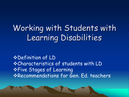 Working with Students who have difficulty learning