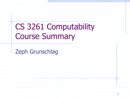 CS 3261 Computability Course Summary
