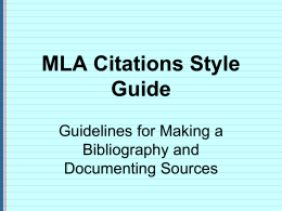 MLA Citations Style Guide