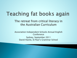 Teaching Fat Books Again - Association of Independent