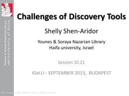Challenges of Discovery Tools