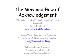 Acknowledgements at the Classroom Level