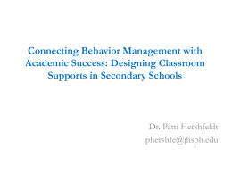 Connecting SW-PBIS to the Classroom: Designing …