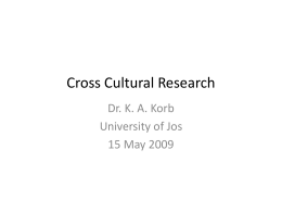 Cross Cultural Research - Educational Psychology
