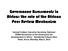 Governance Assessments in Africa: the role of the African