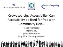 Crowdsourcing Accessibility: Can Accessibility be fixed