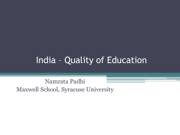 India – Education: Enrollment & Quality