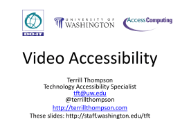 Video Accessibility - University of Washington