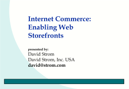 Internet Commerce: Payments and Security