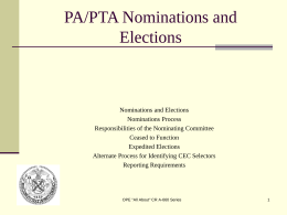 PARENT ASSOCIATION NOMIATIONS AND ELECTIONS …