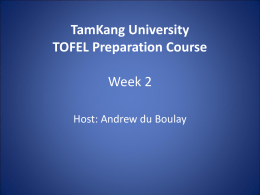TamKang University TOFEL Preparation Course …