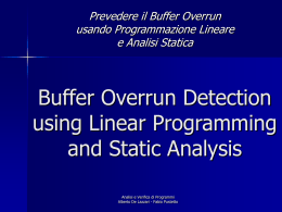Buffer Overrun Detection using Linear Programming and