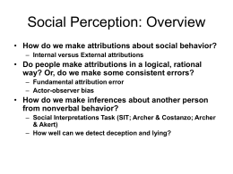 Social Perception - University of Massachusetts Amherst