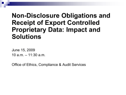 Non-Disclosure Obligations and Receipt of Export