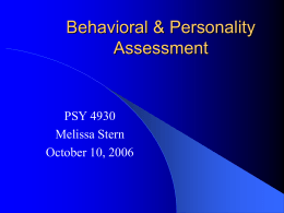Behavioral & Personality Assessment