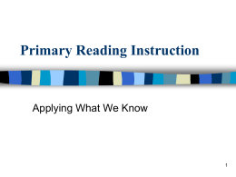 Primary Reading Instruction
