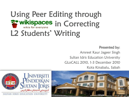 Using Peer Editing through in Correcting L2 Students’ Writing