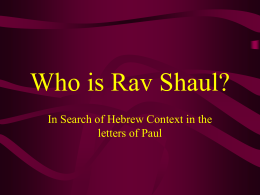 Who is Rav Shaul? - Amazon Web Services