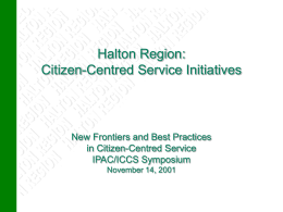 Performance Budgeting at the Region of Halton - ICCS-ISAC