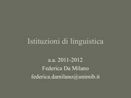 Istituzioni di linguistica - Dipartimento di Scienze Umane