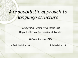 A probabilistic approach to language structure