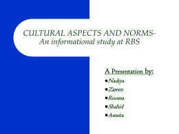 CULTURAL ASPECTS AND NORMS