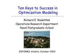 Ten Keys to Success in Optimization Modeling
