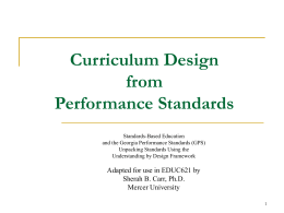 Performance Standards - Teaching with Purpose