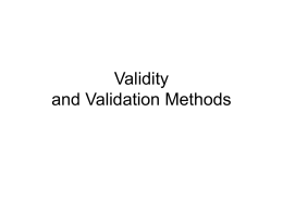 Validity and Validation Methods