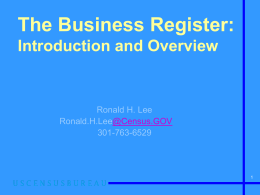 The Business Register: Introduction and Overview