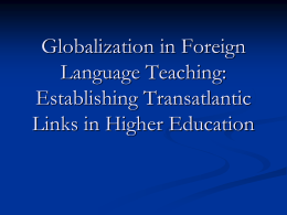 Globalisation in Foreign Language Teaching: Establishing
