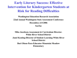 3.5 Early Literacy Success: Effective Intervention for