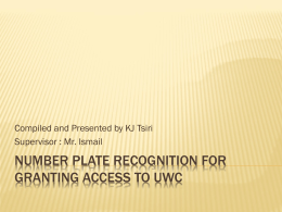 Number plate recognition - University of the Western Cape