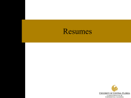 Resumes - University of Central Florida