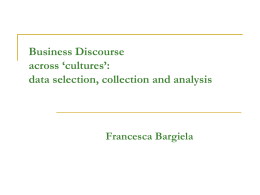 Business Discourse across ‘cultures’: data selection