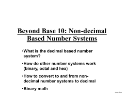 Non-decimal based number systems