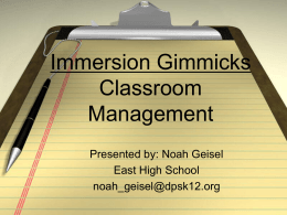 Immersion Gimmicks Classroom Management