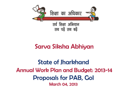 Sarv Siksha Abhiyan State of Jharkhand Annual Work Plan
