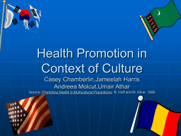 Health Promotion in Context of Culture