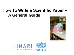 Authorship Skills How to Write a Scientific Paper [ppt …