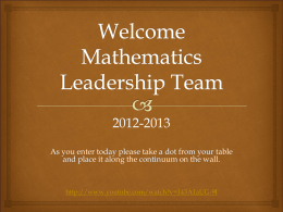 Mathematics Leadership Team