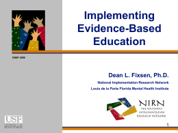 Implementing Evidence-Based Programs in Systems of …