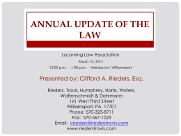 ANNUAL UPDATE OF THE LAW - Williamsport Personal …