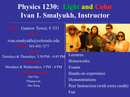 PowerPoint Presentation - Physics 1230: Light and Color