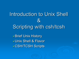 Lecture 1: Introduction to Unix Shell
