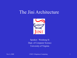 The Jini Architecture