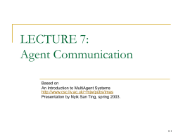 Lecture 8: Agent Communication