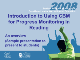 Using CBM for Progress Monitoring
