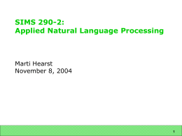 SIMS 290-2: Applied Natural Language Processing: Marti …