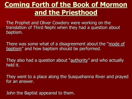 Coming Forth of the Book of Mormon and the Priesthood